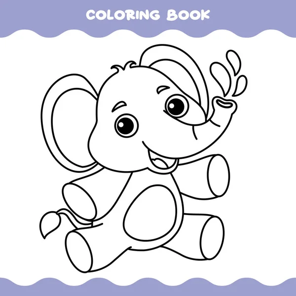 Disegno Colorare Con Elefante Del Fumetto — Vettoriale Stock