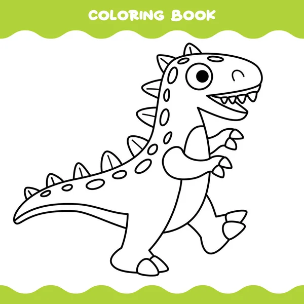 Zbarvení Stránky Karikaturou Dinosaurus — Stockový vektor