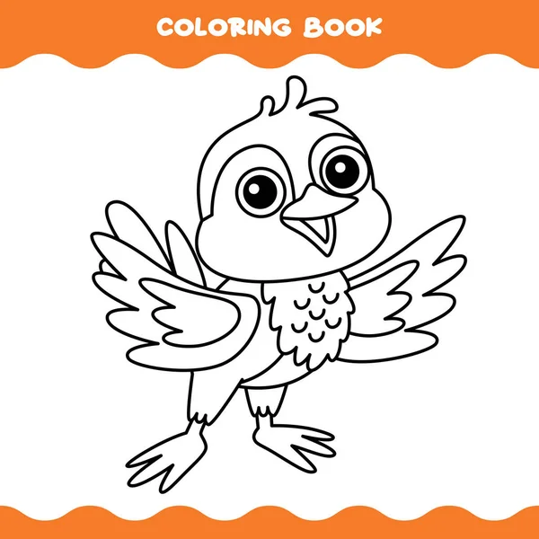Página Para Colorear Con Pájaro Dibujos Animados — Vector de stock