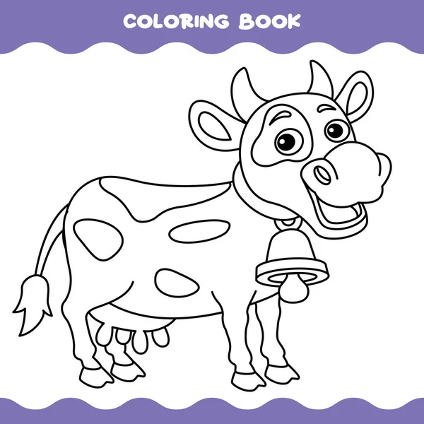 Página Para Colorear Con Vaca Dibujos Animados — Archivo Imágenes Vectoriales