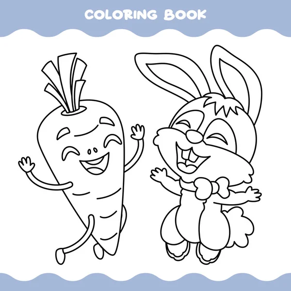 Coloring Page Cartoon Rabbit — Stock Vector