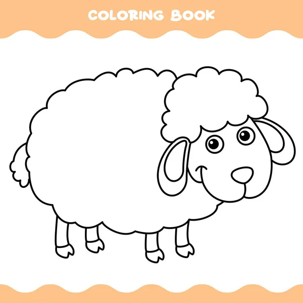 Çizgi Film Koyunlarıyla Renklendirme Sayfası — Stok Vektör