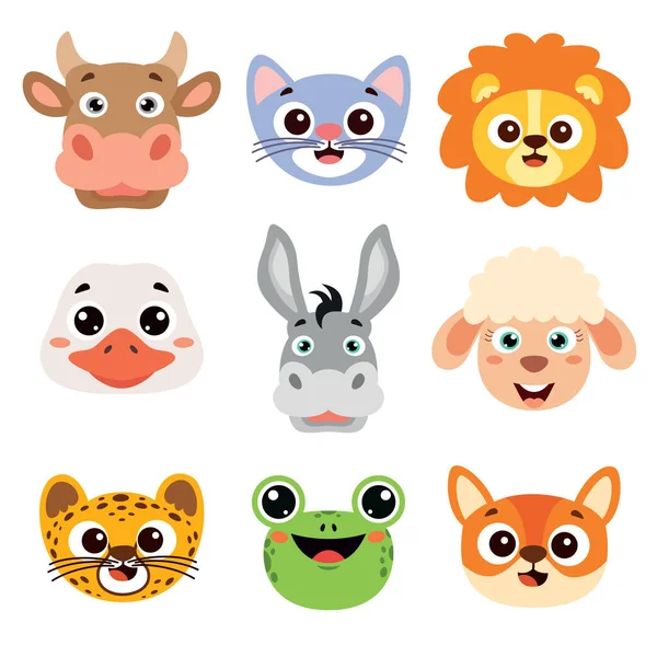 stock vector Set Of Cartoon Animal Heads