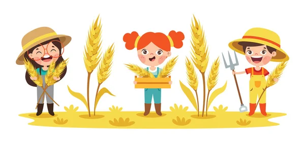 Scena Rolnicza Kreskówkami Dla Dzieci — Wektor stockowy