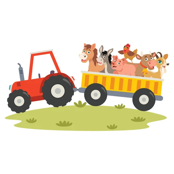 Farm Scene Cartoon Animals — Stock Vector