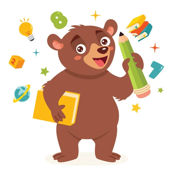 Ilustração Educação Com Urso Dos Desenhos Animados —  Vetores de Stock