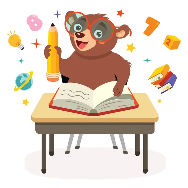 Εκπαίδευση Εικονογράφηση Cartoon Bear — Διανυσματικό Αρχείο
