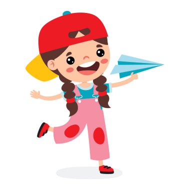 Çizgi filmci Çocuk Kağıt Uçakla Oynuyor