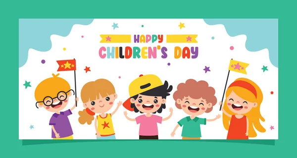 Vorlage Für Einen Fröhlichen Kindertag — Stockvektor