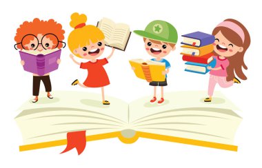 Illustration Of Kids Reading Book