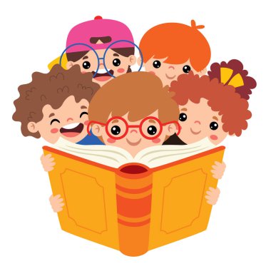 Illustration Of Kids Reading Book