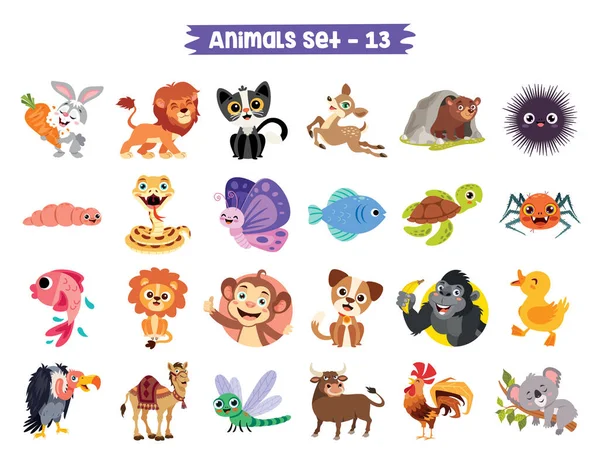 一组可爱的卡通动物 — 图库矢量图片