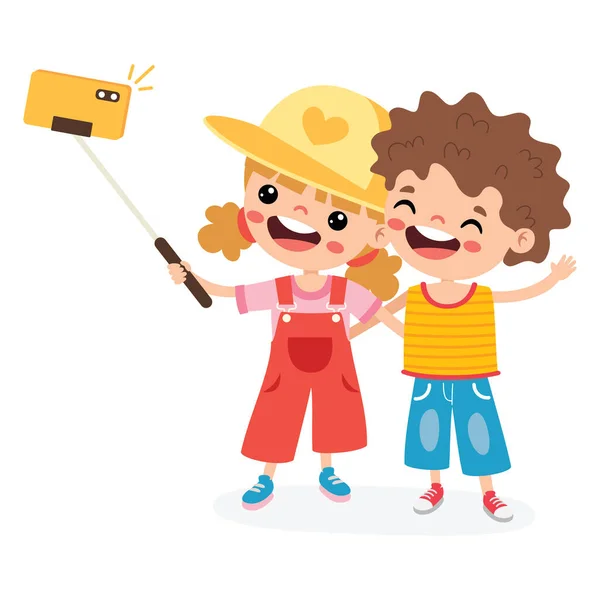 Ragazzo Fare Selfie Con Telefono — Vettoriale Stock