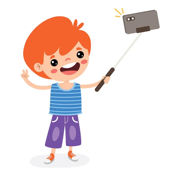 Telefonla Selfie Çeken Çocuk — Stok Vektör