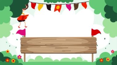 Kitap okuyan çocukların çizgi film animasyonu