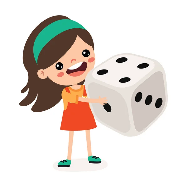 Cartoon Kid Playing Dice — стоковый вектор