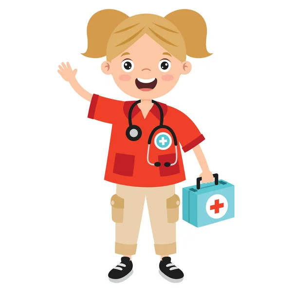 Cartoon Kid First Aid Kit — Stock Vector