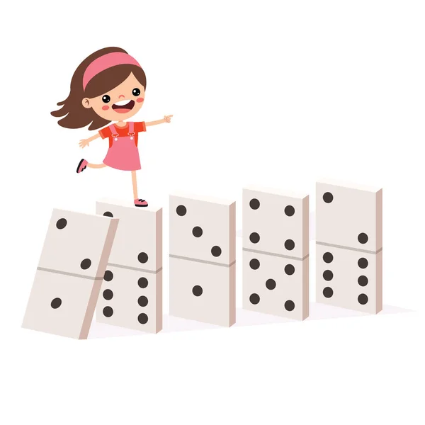 Niño Dibujos Animados Jugando Con Domino — Vector de stock