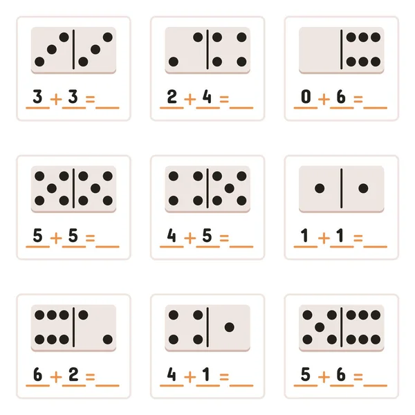 Math Exercises Domino Pieces — Stock Vector
