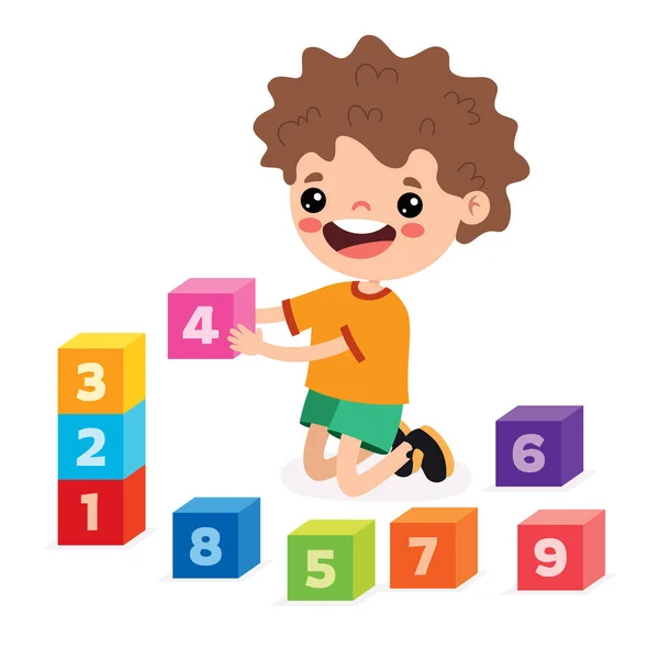 Dítě Hraje Stavební Bloky — Stockový vektor