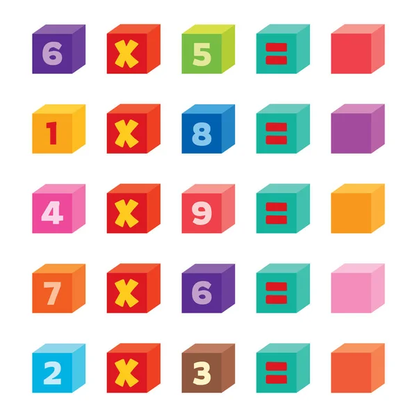 Exercício Matemática Com Cubos Coloridos — Vetor de Stock