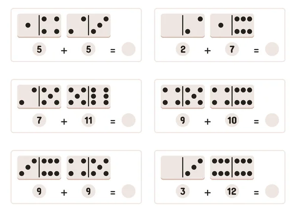 Matematik Övningar Med Domino Bitar — Stock vektor