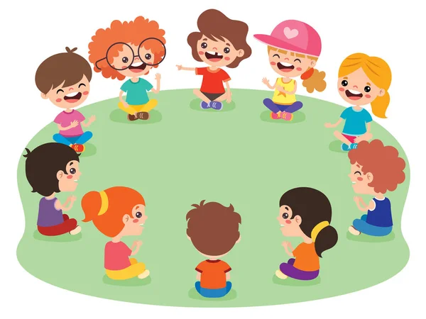 Παιδιά Που Κάθονται Στον Κύκλο Και Παίζουν — Διανυσματικό Αρχείο