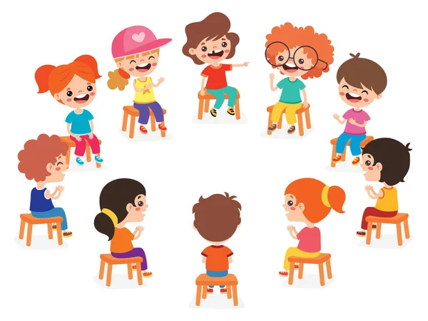 Kinder Sitzen Kreis Und Spielen — Stockvektor