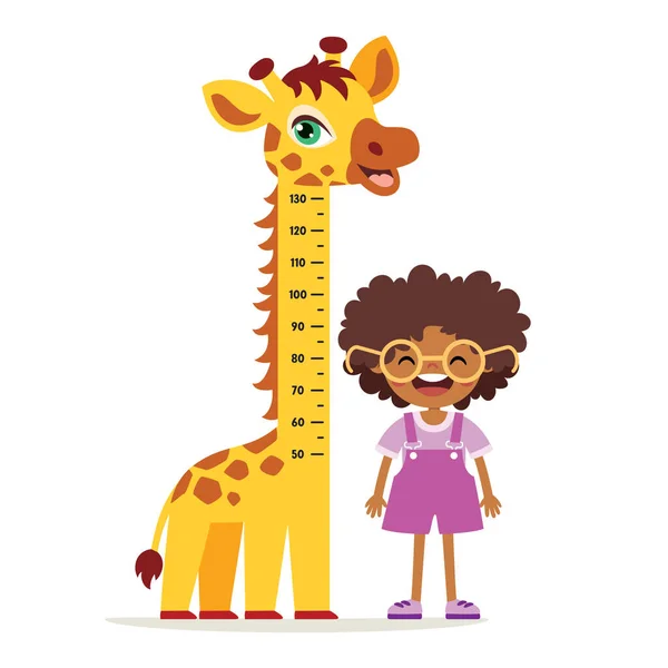 子供の測定の高さの漫画イラスト — ストックベクタ