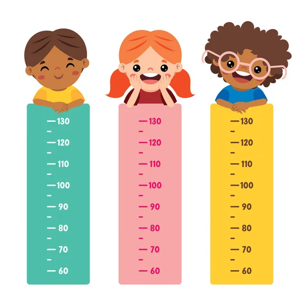 Height Chart Cartoon Kids — Stock Vector