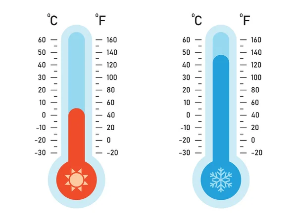 Illustration Des Thermomètres Celsius Fahrenheit — Image vectorielle