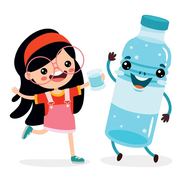 Cartoon Drawing Drinking Water Vektorová Grafika