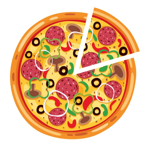 Ilustração Vetorial Pizza Fresca — Vetor de Stock