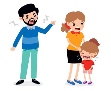Kızgın Aile Kavgasının Çizgi Film Çizimi