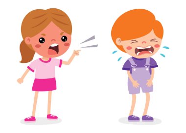 Çocukların Tartışmasının Çizgi Film Çizimi