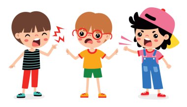 Cartoon Illustration Of Kids Quarrel clipart