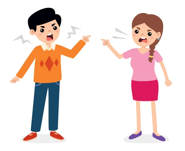 Cartoon Illustration Angry Family Quarreling — Stock Vector