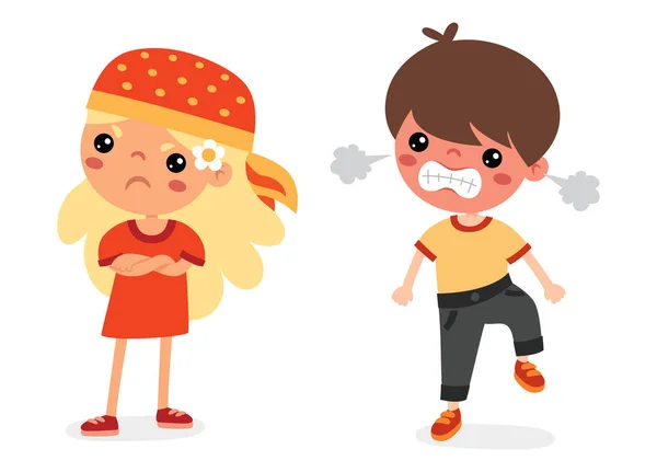 Cartoon Illustration Kids Quarrel — Stock Vector