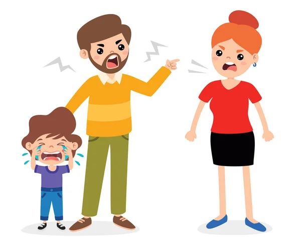 Karikatur Eines Wütenden Familienstreits — Stockvektor