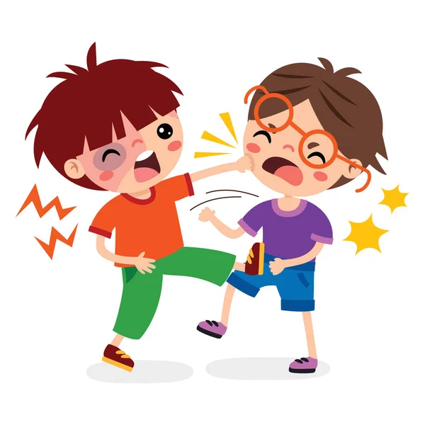 怒っている子供の戦いの漫画図面 — ストックベクタ