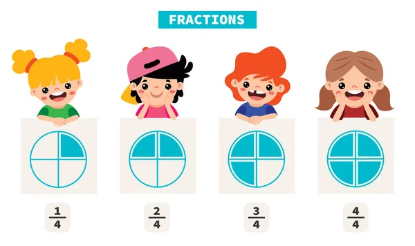 Frazioni Apprendimento Dei Bambini Dei Cartoni Animati Oggetto — Vettoriale Stock