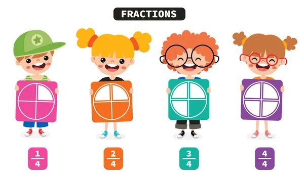 Tecknade Barn Lärande Bråk Ämne — Stock vektor