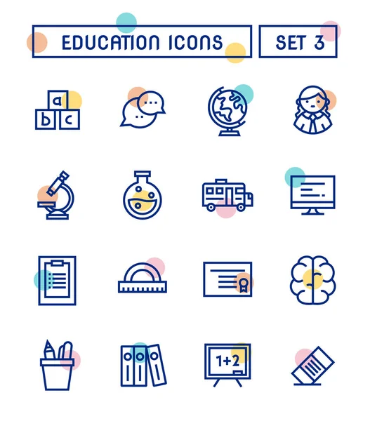 Set School Education Icons — Stock Vector