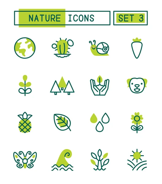 Conjunto Iconos Naturaleza Medio Ambiente — Vector de stock