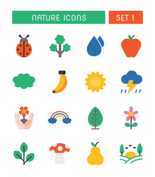 Ensemble Icônes Nature Environnement — Image vectorielle