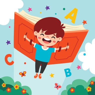 Çizgi Çocuk Kitapla Uçuyor