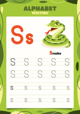 Hayvanlı Alfabe İzleme Çalışma Kalıbı Şablonu