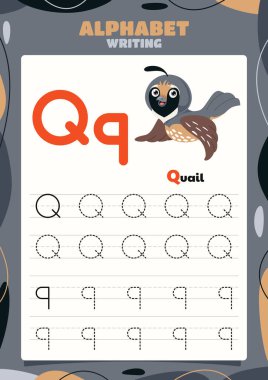 Hayvanlı Alfabe İzleme Çalışma Kalıbı Şablonu