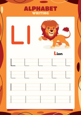 Hayvanlı Alfabe İzleme Çalışma Kalıbı Şablonu