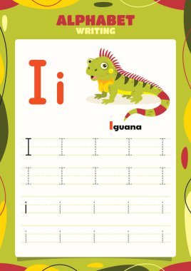 Hayvanlı Alfabe İzleme Çalışma Kalıbı Şablonu